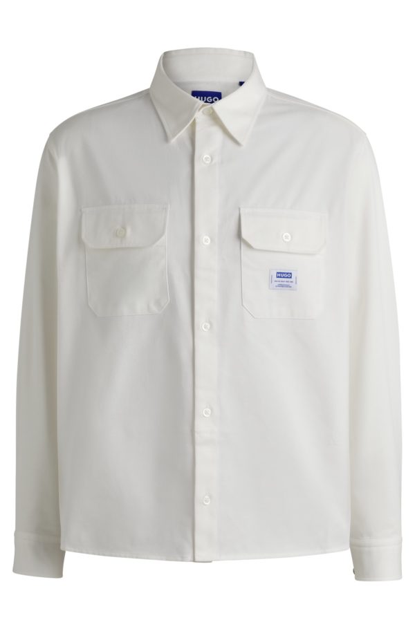 Hugo Boss Chemise en twill de coton avec étiquette logotée