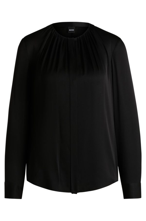 Hugo Boss Chemisier Regular sans col en soie stretch