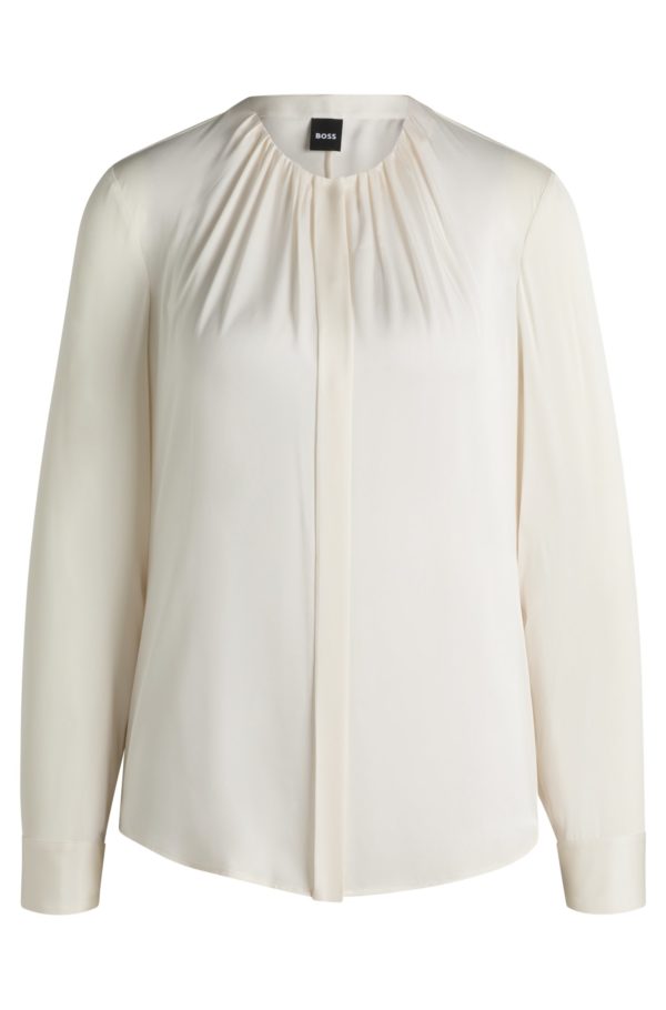 Hugo Boss Chemisier Regular sans col en soie stretch