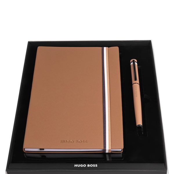 Hugo Boss Coffret avec carnet A5 et stylo-roller camel