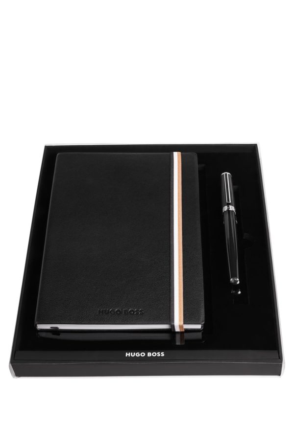 Hugo Boss Coffret avec carnet A5 noir et stylo-plume en laiton