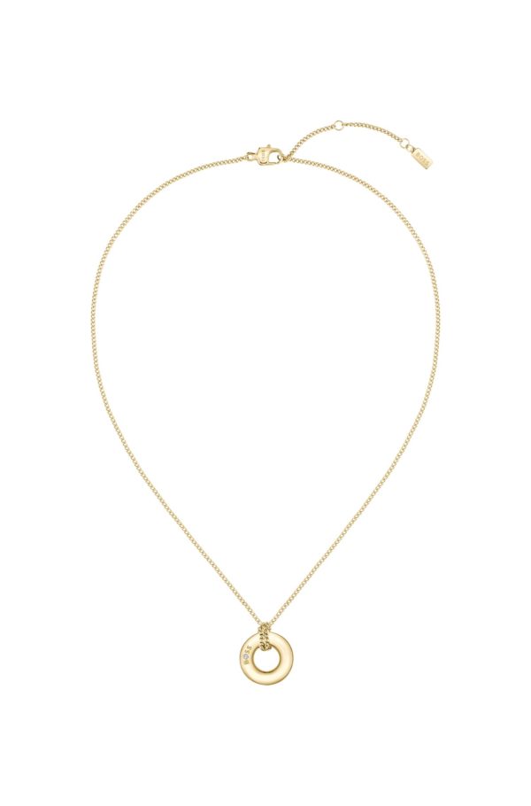 Hugo Boss Collier doré avec anneau logoté