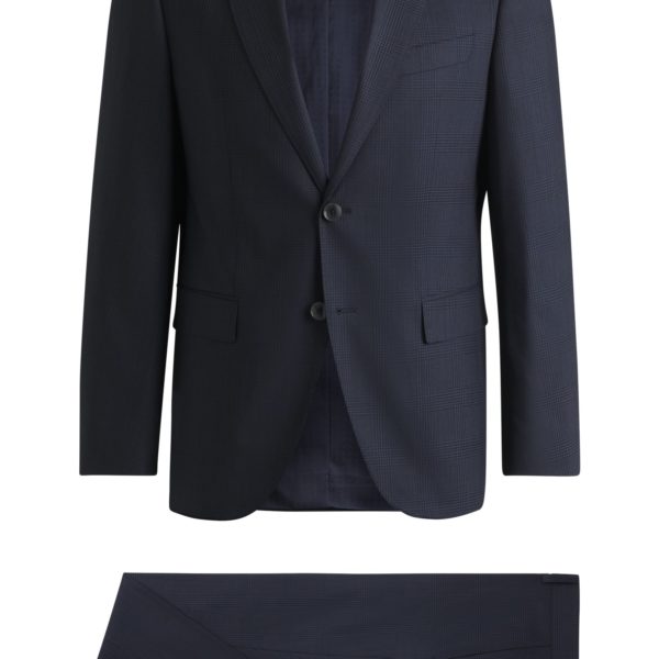 Costume Regular en laine vierge mélangée à carreaux – Hugo Boss