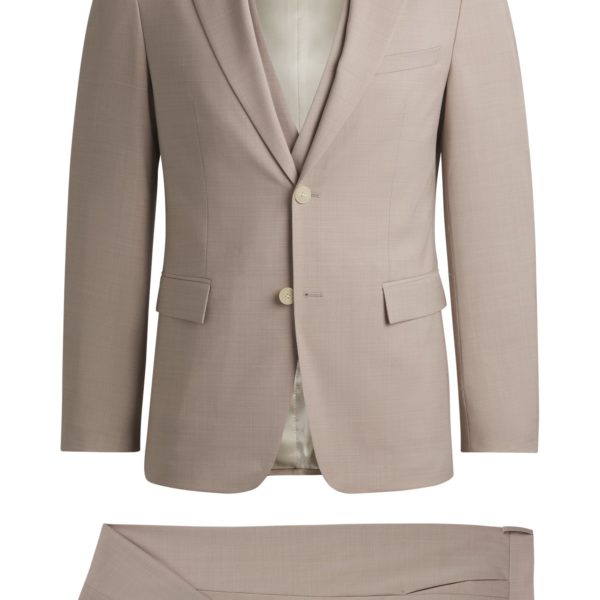 Costume trois pièces en tissu stretch à micro motif – Hugo Boss
