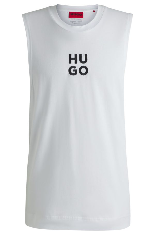 Hugo Boss Débardeur en jersey de coton avec logo brodé revisité