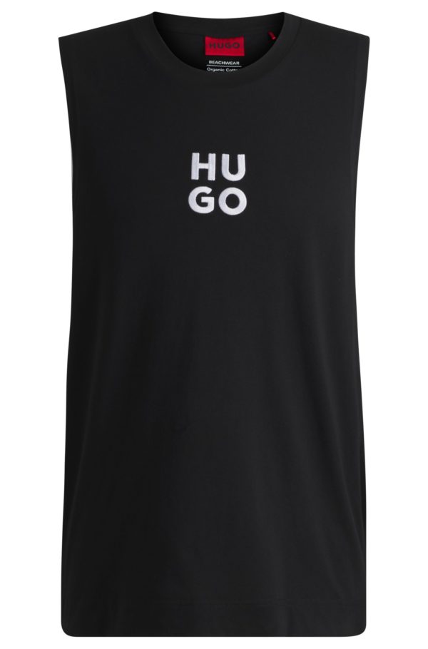 Hugo Boss Débardeur en jersey de coton avec logo brodé revisité
