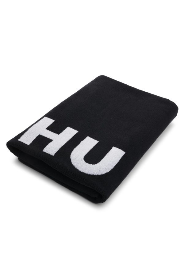 Hugo Boss Drap de plage en jacquard de molleton de coton avec logo revisité