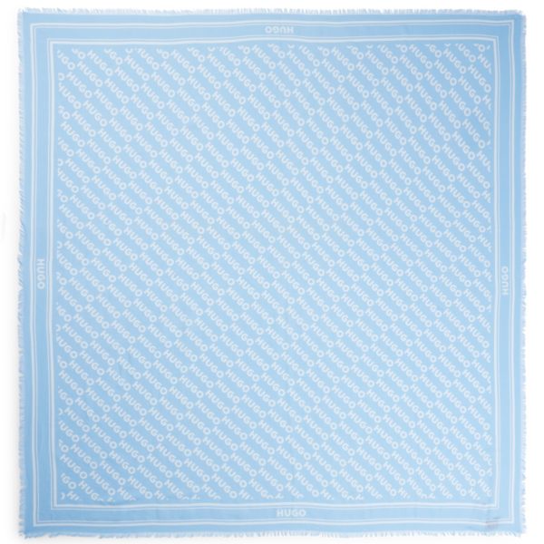 Hugo Boss Foulard carré à logo imprimé et franges
