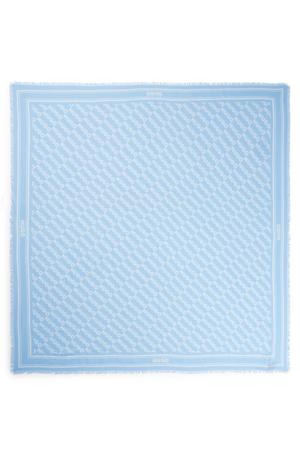 Hugo Boss Foulard carré à logo imprimé et franges