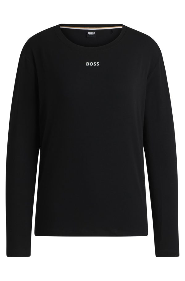 Hugo Boss Haut de pyjama à manches longues en coton stretch avec logo imprimé