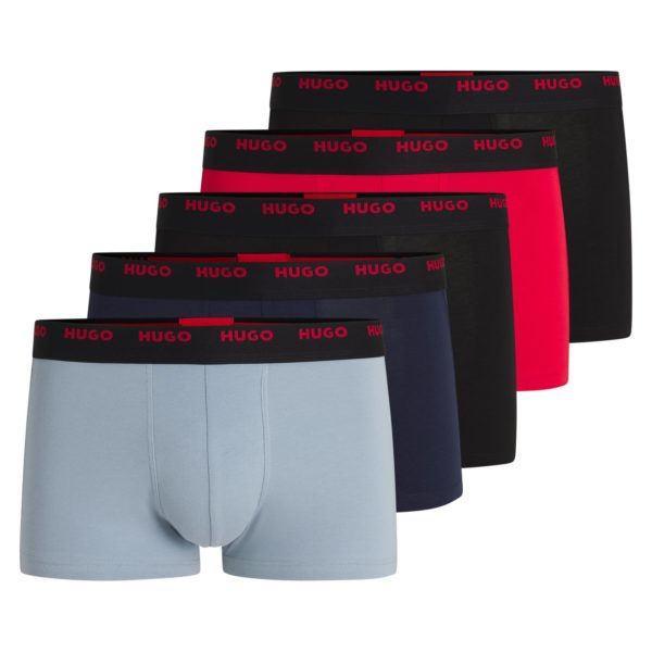 Lot de cinq boxers courts en coton stretch avec taille logotée – Hugo Boss