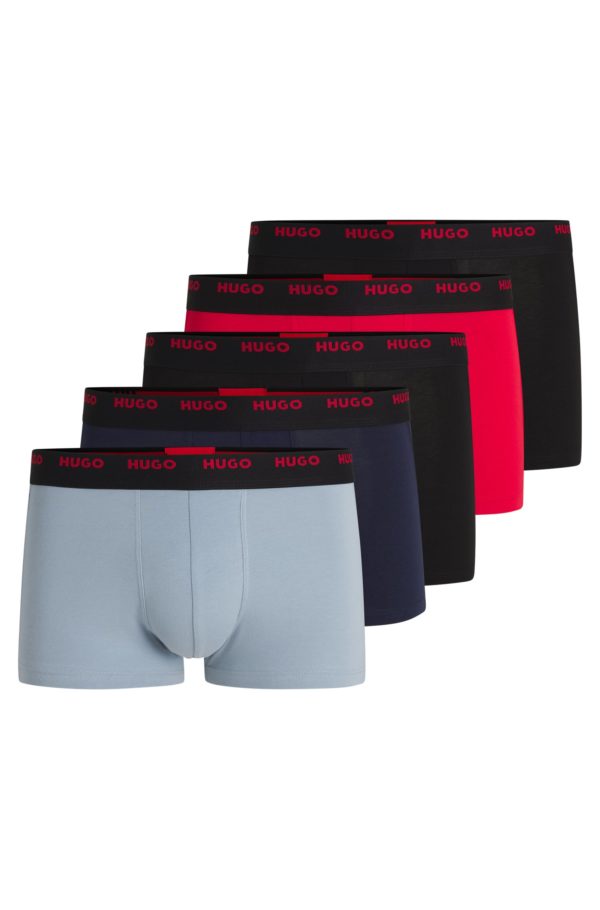 Hugo Boss Lot de cinq boxers courts en coton stretch avec taille logotée