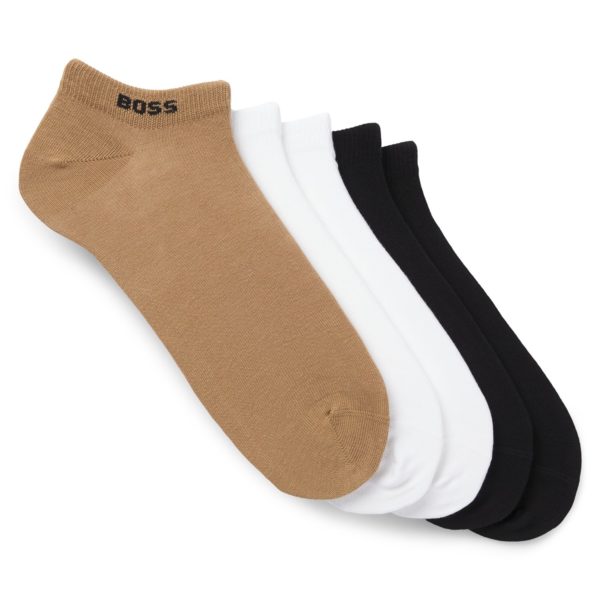 Lot de cinq paires de chaussettes basses en coton mélangé avec logo – Hugo Boss