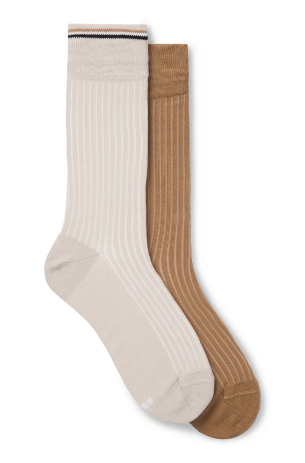 Hugo Boss Lot de deux paires de chaussettes mi-mollet en coton mélangé