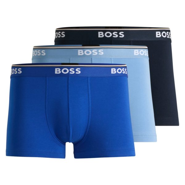 Lot de trois boxers courts en coton stretch avec taille logotée – Hugo Boss