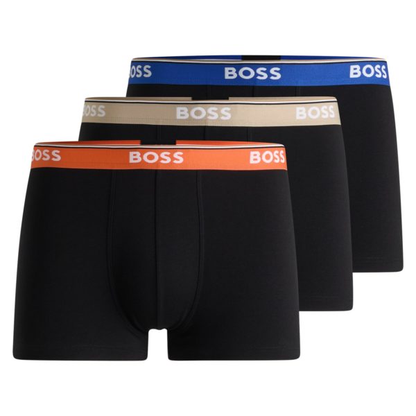 Lot de trois boxers courts en coton stretch avec taille logotée – Hugo Boss