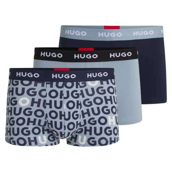 Lot de trois boxers courts en coton stretch avec taille logotée – Hugo Boss