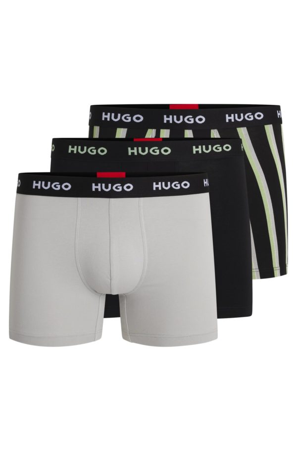 Hugo Boss Lot de trois boxers longs en coton stretch avec logos