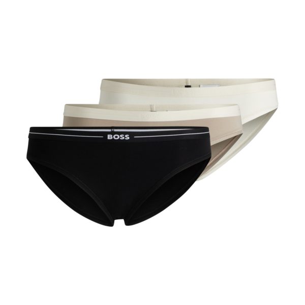 Hugo Boss Lot de trois slips en coton stretch avec taille logotée