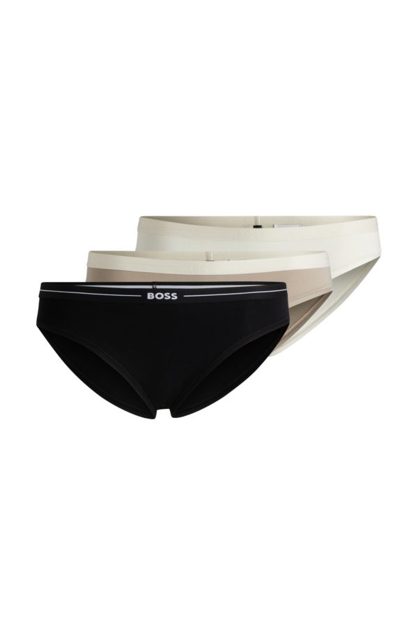 Hugo Boss Lot de trois slips en coton stretch avec taille logotée