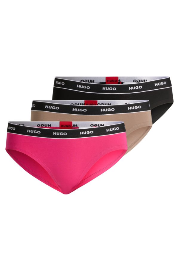 Hugo Boss Lot de trois slips en coton stretch avec taille logotée