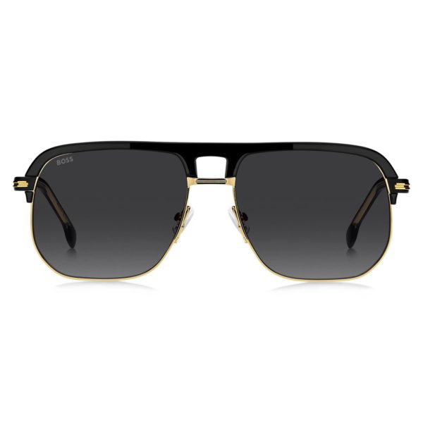 Lunettes de soleil à double pont en métal et acétate noir – Hugo Boss