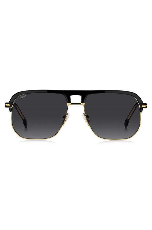 Hugo Boss Lunettes de soleil à double pont en métal et acétate noir