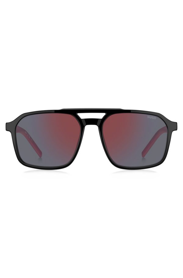 Hugo Boss Lunettes de soleil à double pont et branches bicolores