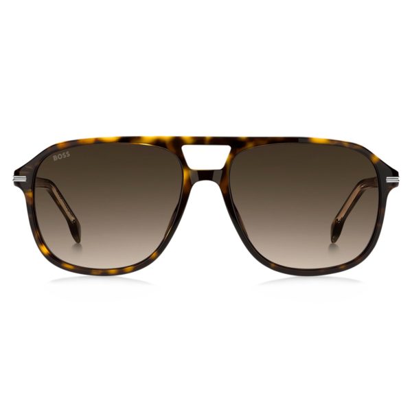 Hugo Boss Lunettes de soleil en acétate Havana avec finitions argentées