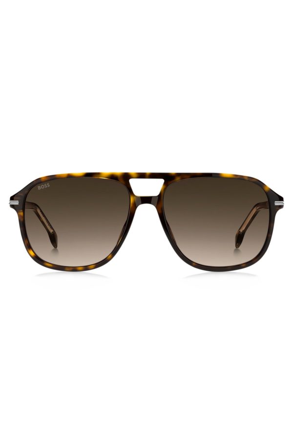Hugo Boss Lunettes de soleil en acétate Havana avec finitions argentées