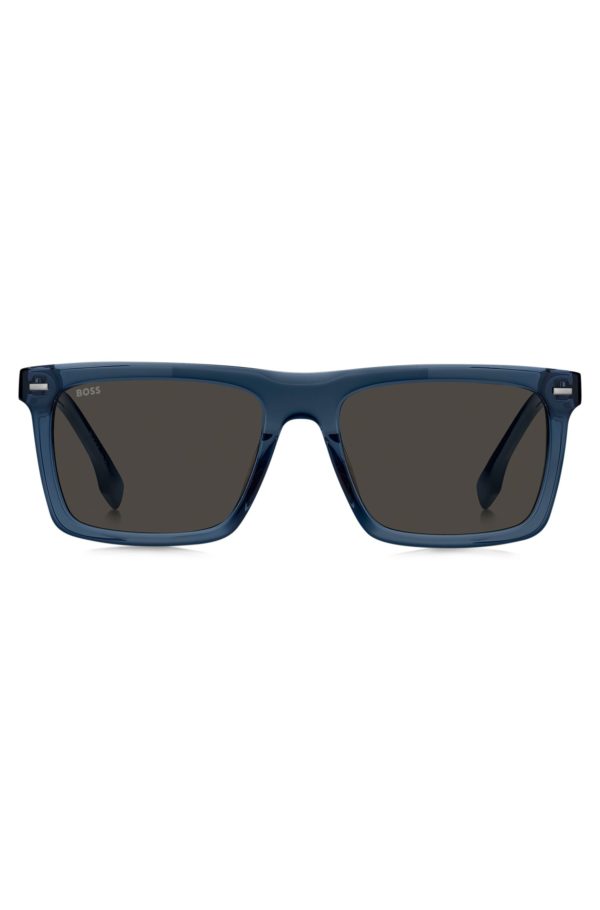 Hugo Boss Lunettes de soleil en acétate bleu avec branches en fibre de carbone à motif