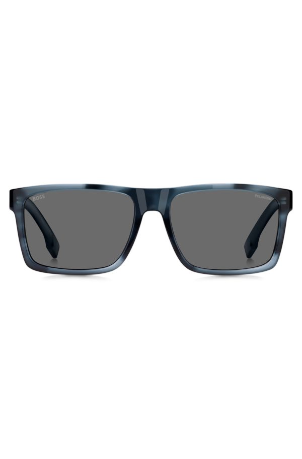 Hugo Boss Lunettes de soleil en acétate bleu avec monture à motif