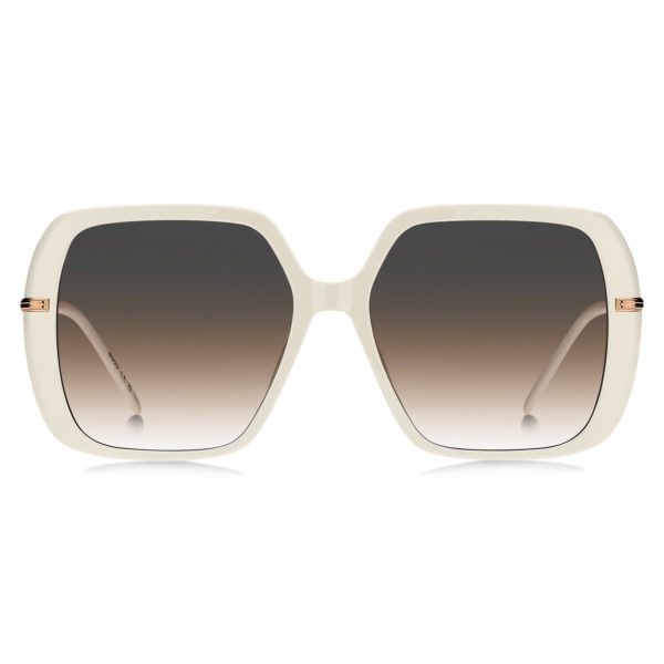 Hugo Boss Lunettes de soleil en acétate crème avec branches doré rose à effet superposé