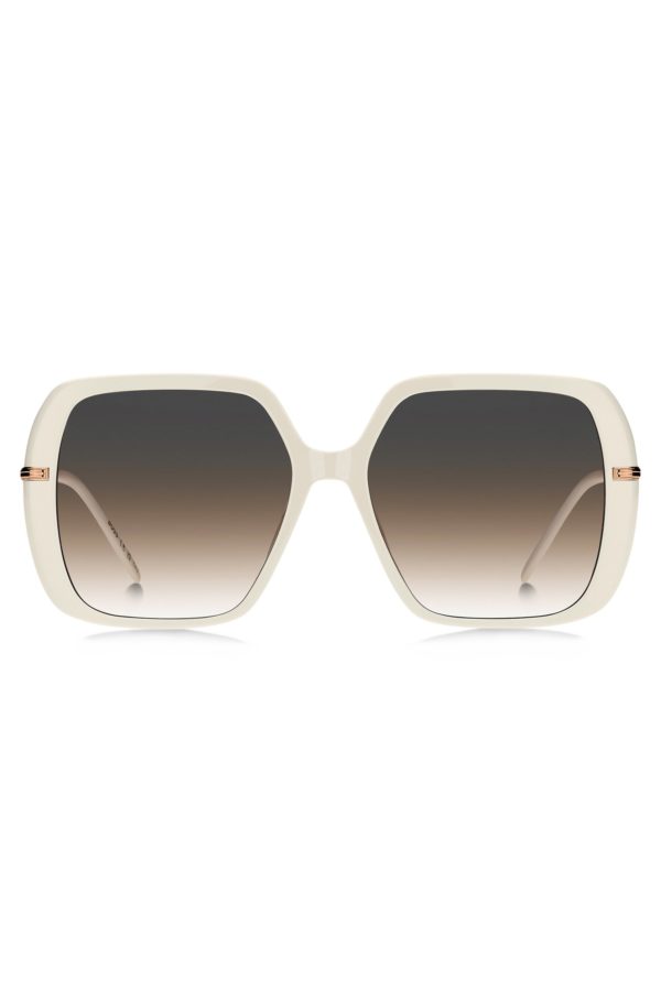 Hugo Boss Lunettes de soleil en acétate crème avec branches doré rose à effet superposé