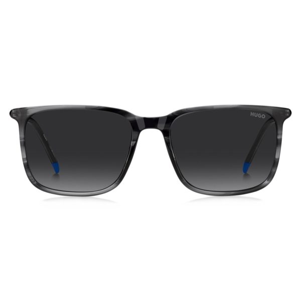Hugo Boss Lunettes de soleil en acétate gris à motif avec branches tubulaires en métal
