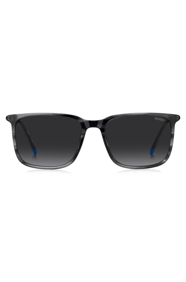 Hugo Boss Lunettes de soleil en acétate gris à motif avec branches tubulaires en métal