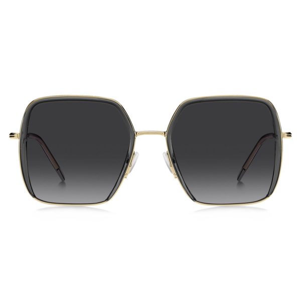 Hugo Boss Lunettes de soleil en acétate gris avec branches dorées