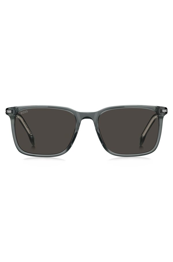 Hugo Boss Lunettes de soleil en acétate gris avec finitions argentées