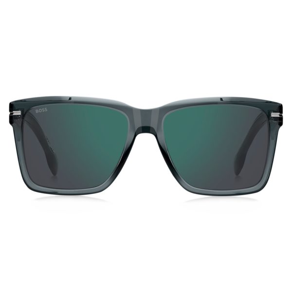 Hugo Boss Lunettes de soleil en acétate gris avec finitions argentées