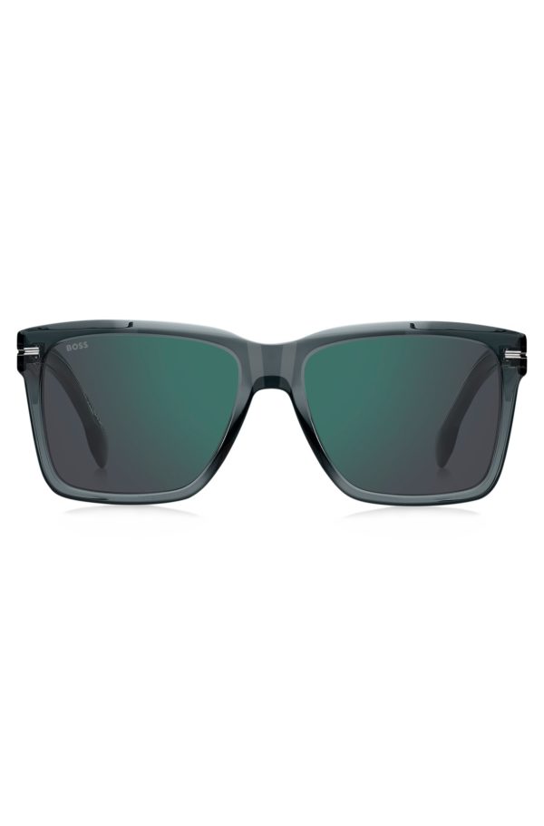 Hugo Boss Lunettes de soleil en acétate gris avec finitions argentées