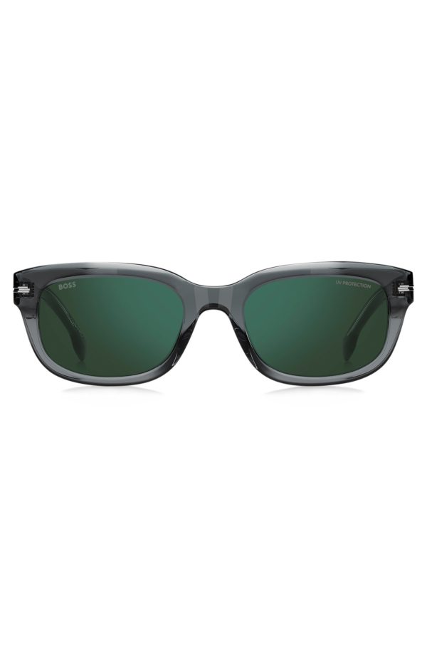 Hugo Boss Lunettes de soleil en acétate gris avec verres de couleur verte