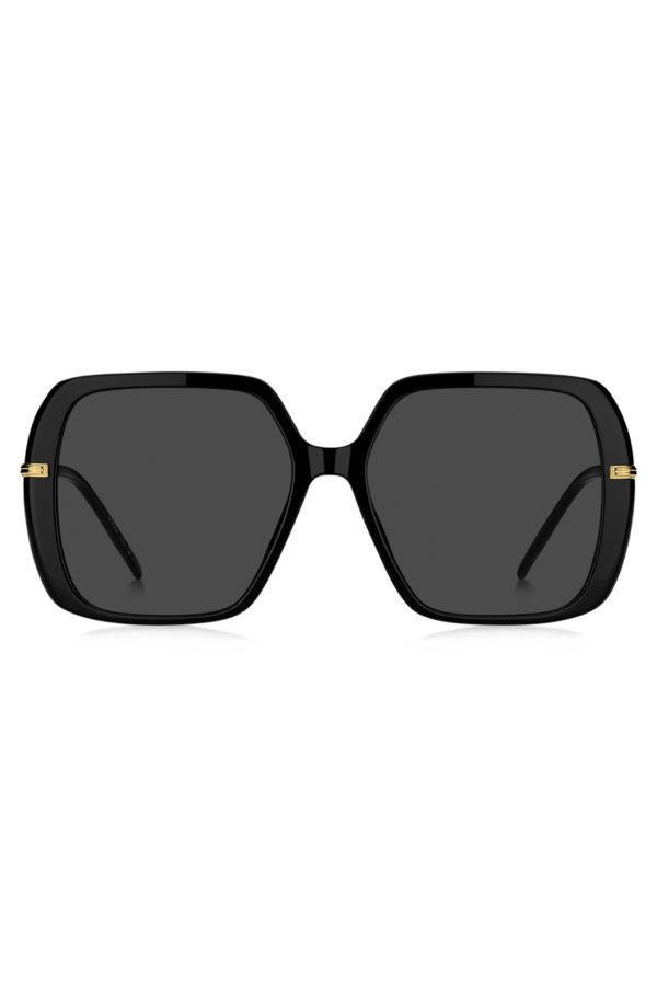 Hugo Boss Lunettes de soleil en acétate noir à effet superposé avec branches dorées