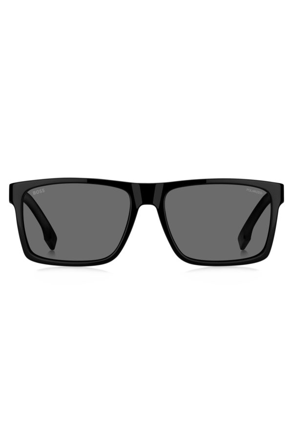 Hugo Boss Lunettes de soleil en acétate noir à logo gravé