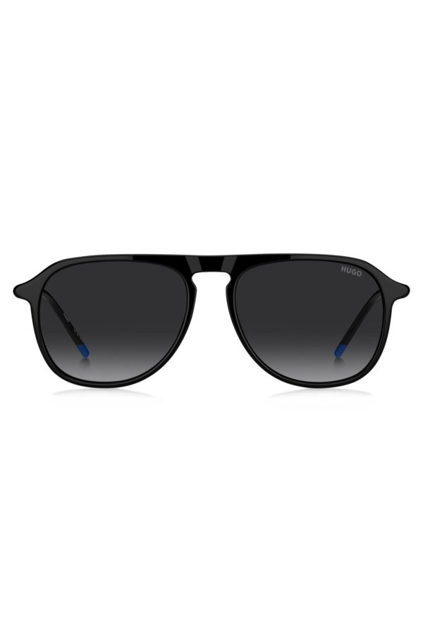 Hugo Boss Lunettes de soleil en acétate noir avec branches tubulaires en métal