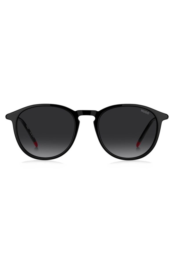 Hugo Boss Lunettes de soleil en acétate noir avec branches tubulaires en métal