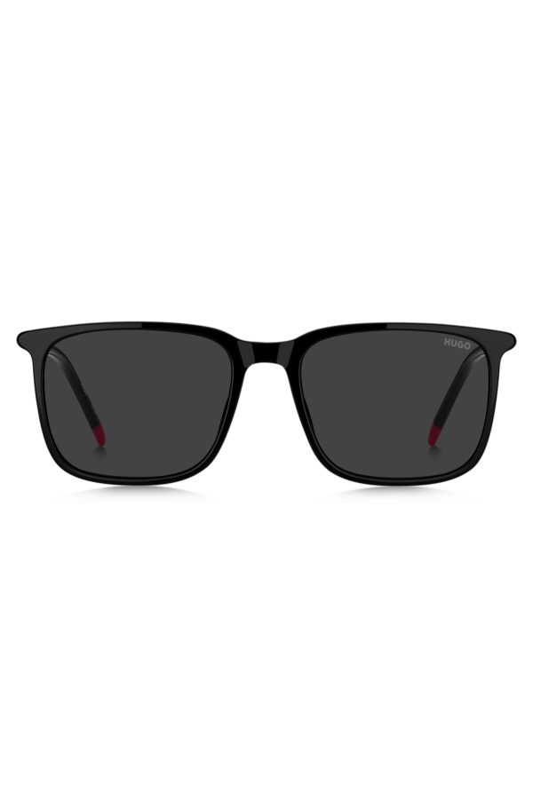 Hugo Boss Lunettes de soleil en acétate noir avec branches tubulaires en métal
