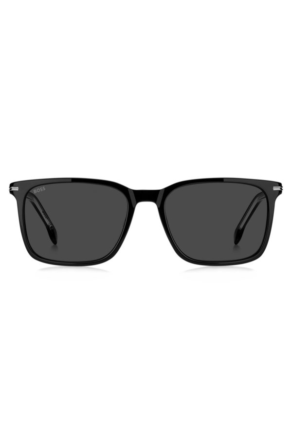 Hugo Boss Lunettes de soleil en acétate noir avec finitions argentées