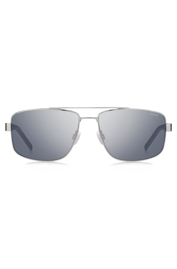 Hugo Boss Lunettes de soleil en métal à double pont avec des détails bleus