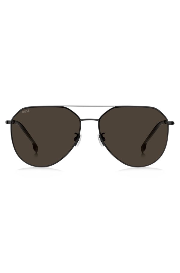 Hugo Boss Lunettes de soleil en métal noir avec branches en titane