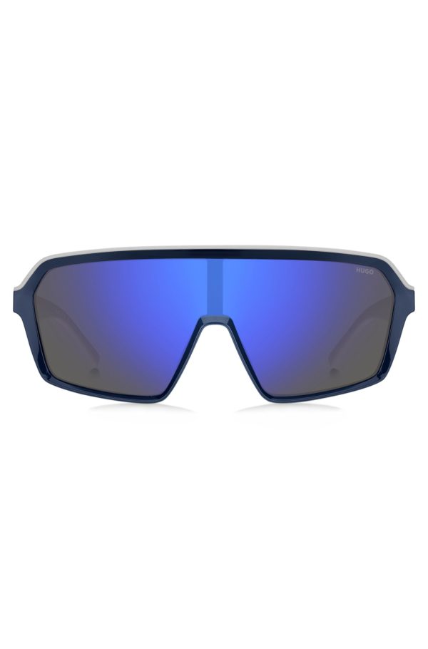 Hugo Boss Lunettes de soleil style masque avec verres teintés bleus